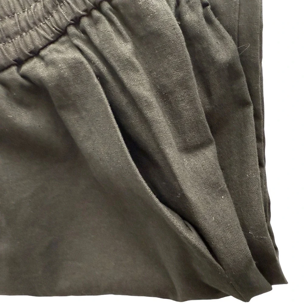J Crew Factory NWT Linen Cotton Blend Drawstring Pull On Cuffed Black Pants 00‎ - Picture 3 of 10
